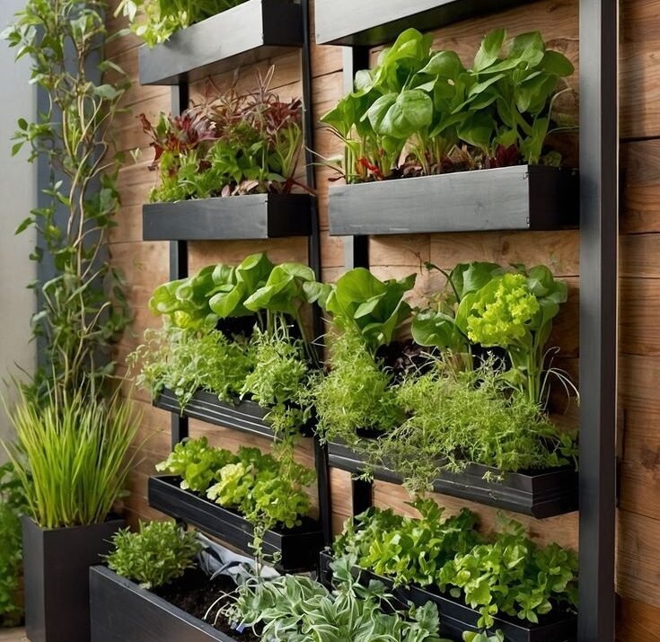 a vertical garden on a wall