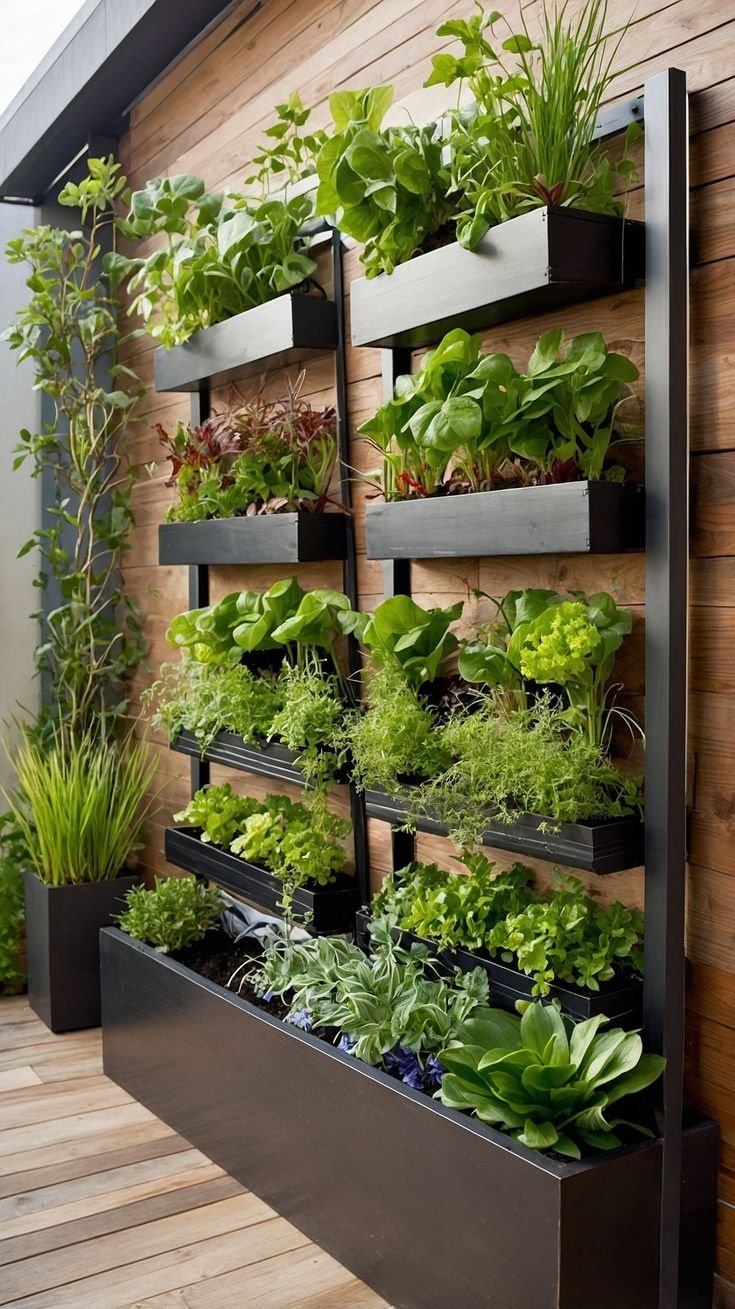 a vertical garden on a wall